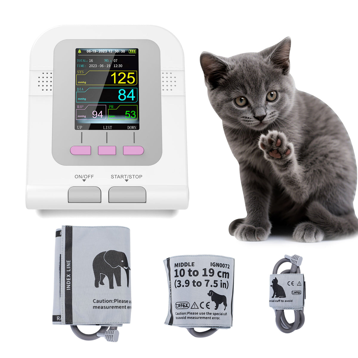 Veterinary CONTEC08A-VET with 3 free cuffs Digital Blood Pressure Moni
