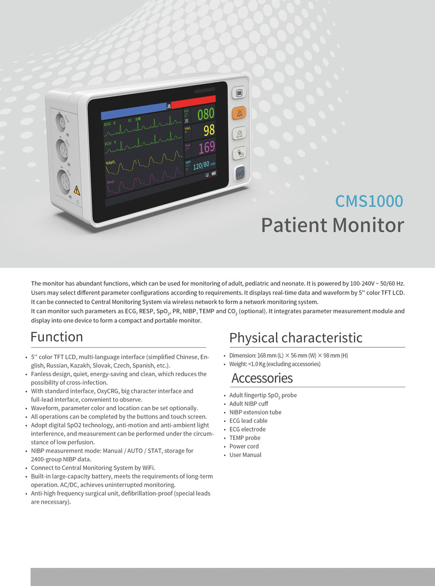 Shipping from China CMS9200plus CO2 Patient Monitor Vital Signs Monito –  CONTEC