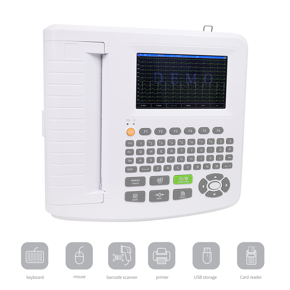 CONTEC E6 portable ecg machine electrocardiografo 12-lead ekg  electrocardiograph color LCD touch screen free PC software