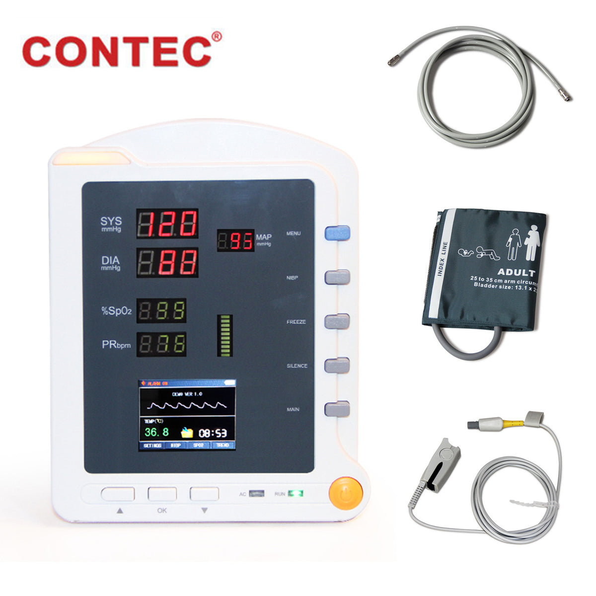 CONTEC CMS5100 Vital Signs Monitor CCU ICU Patient Monitor,NIBP / SPO2 /  PR/TEMP ) 2.8'' True Color TFT LCD