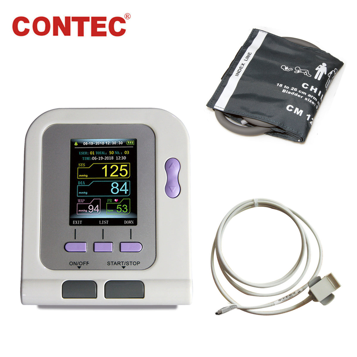 CONTEC08A Blood Pressure Monitor with PC Analysis Software Infant