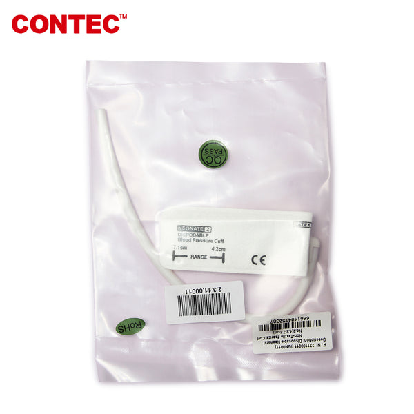 CONTEC Upper Arm Neonate/Pediatric BP Cuff Disposable  4.2-7.1CM (Veterinary Dog/Cat Cuff) - CONTEC
