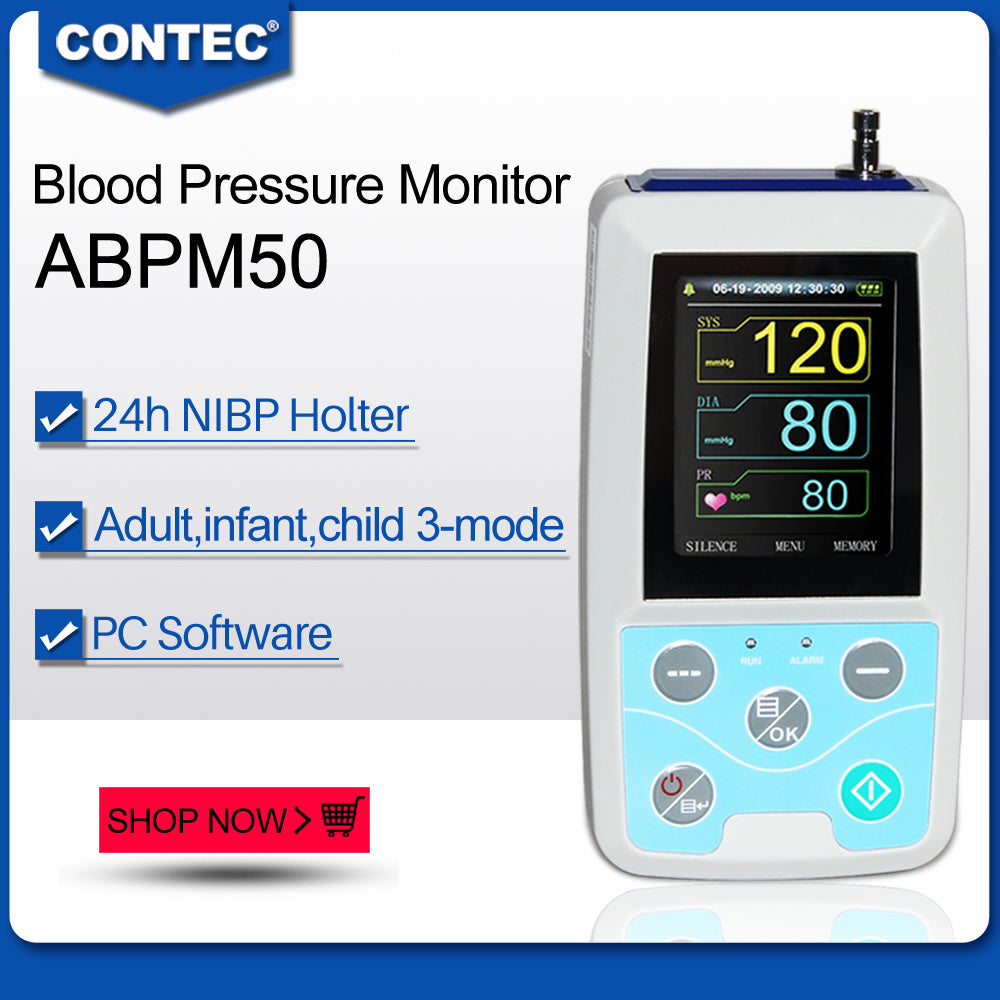 Ambulatory Blood Pressure Monitor NIBP Holter ABPM50 with adult cuff USB  Software 24 Hour Record