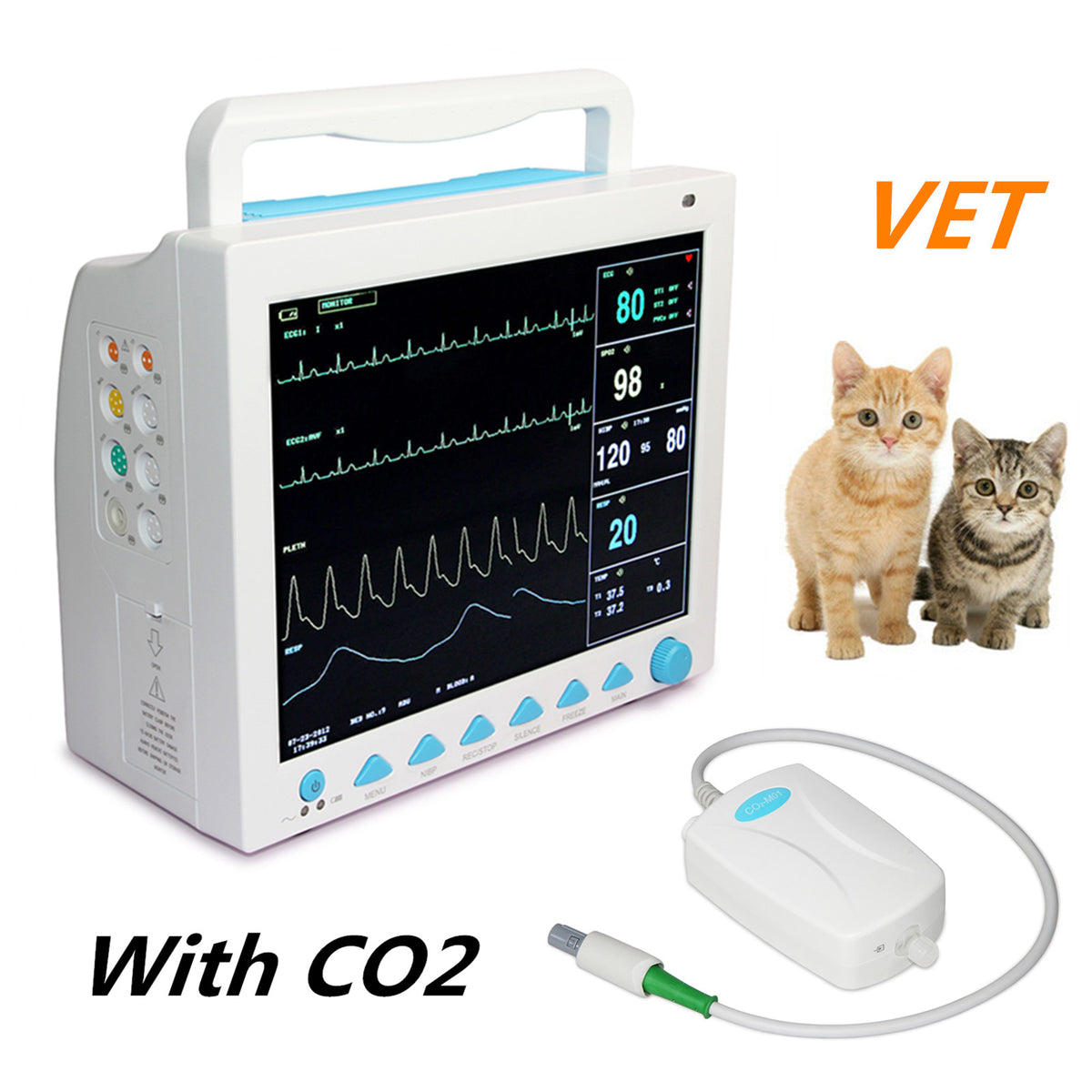 CO2 Patient Monitor Vital Signs Monitor 7 Parameters CMS9200plus  +IBP+ETCO2+Printer CONTEC