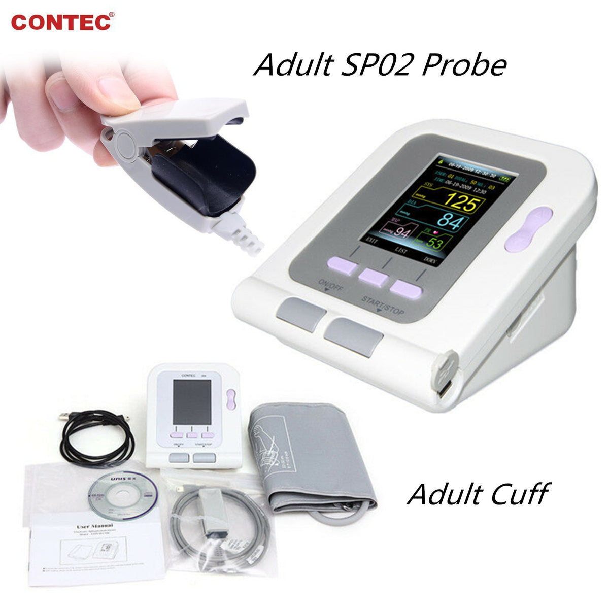 CONTEC Infant Blood Pressure Monitor Contec08A+Bundled SPO2 PROBE Soft