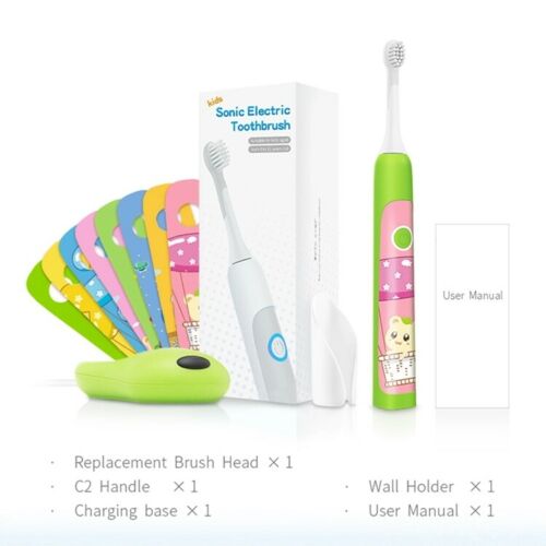 CONTEC C2  3 Vibration Modes Kids Electric Toothbrush 8 Cute Stickers, For ages 3-12 - CONTEC
