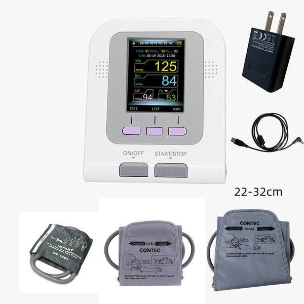 CONTEC08A Digital Upper Arm Blood Pressure Monitor 3 BP Cuffs+adapter+PC Software