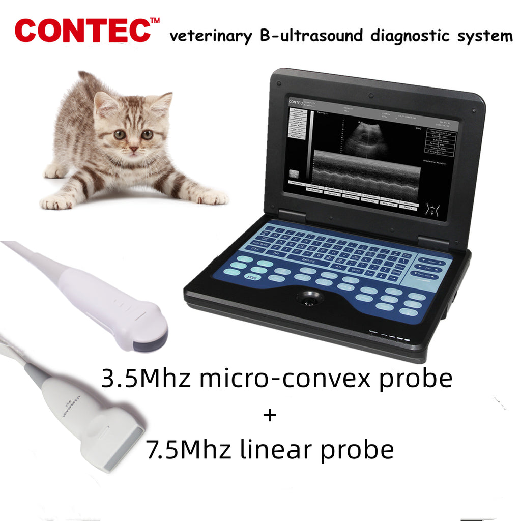 CMS600P2VET portátil veterinario escáner de ultrasonido B animales pequeños sonda microconvexa de 3,5 mhz + sonda lineal de 7,5 Mhz + bolsa