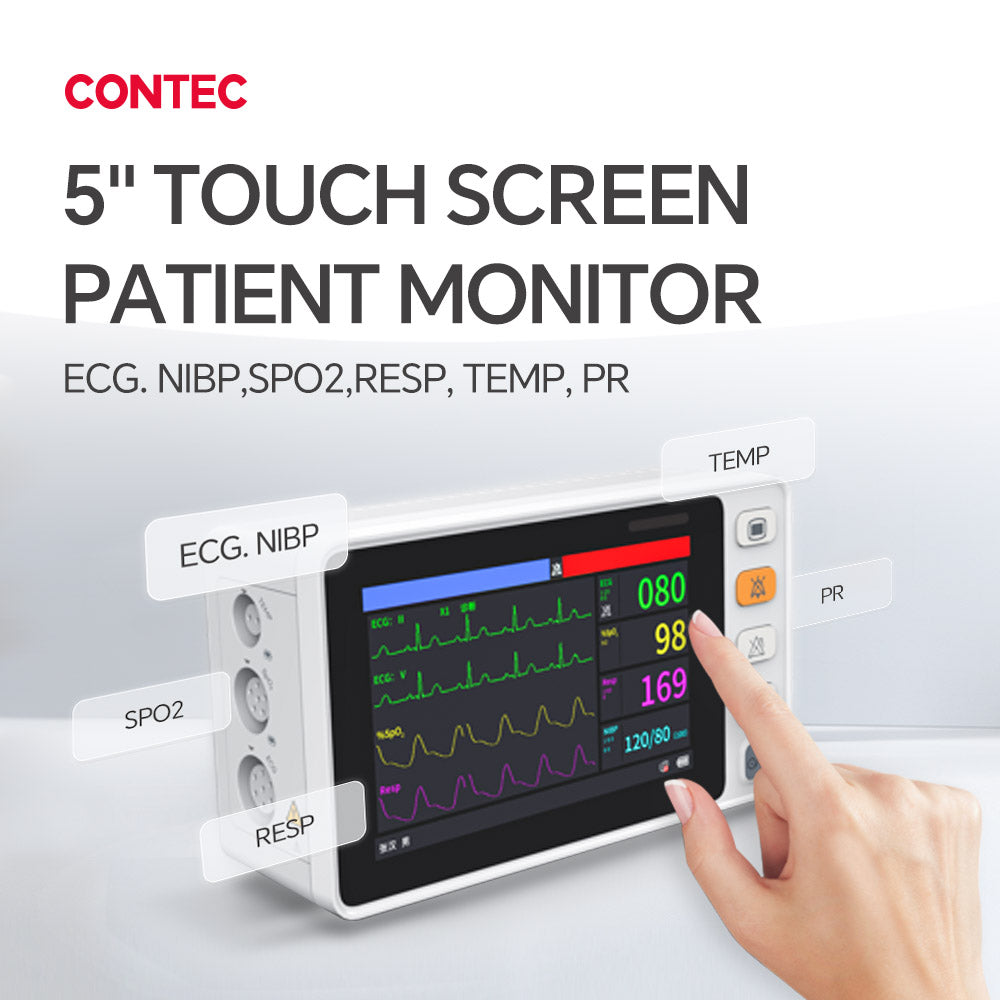 CONTEC CMS1000 Monitor de paciente portátil ICU Monitor de signos vitales 6 parámetros 5''