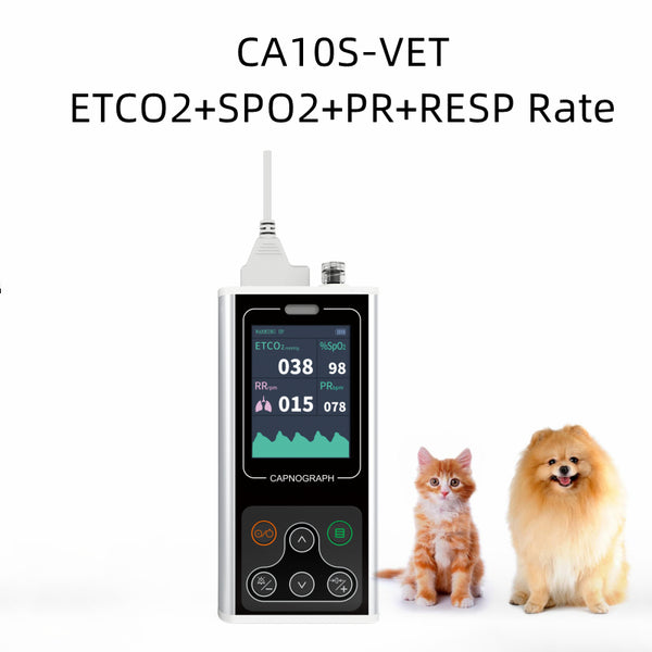CONTEC CA10S-VET Capnographe CO2 de fin d'expiration Usage vétérinaire Facturable ETCO2 + taux RESP + SPO2 + PR animaux