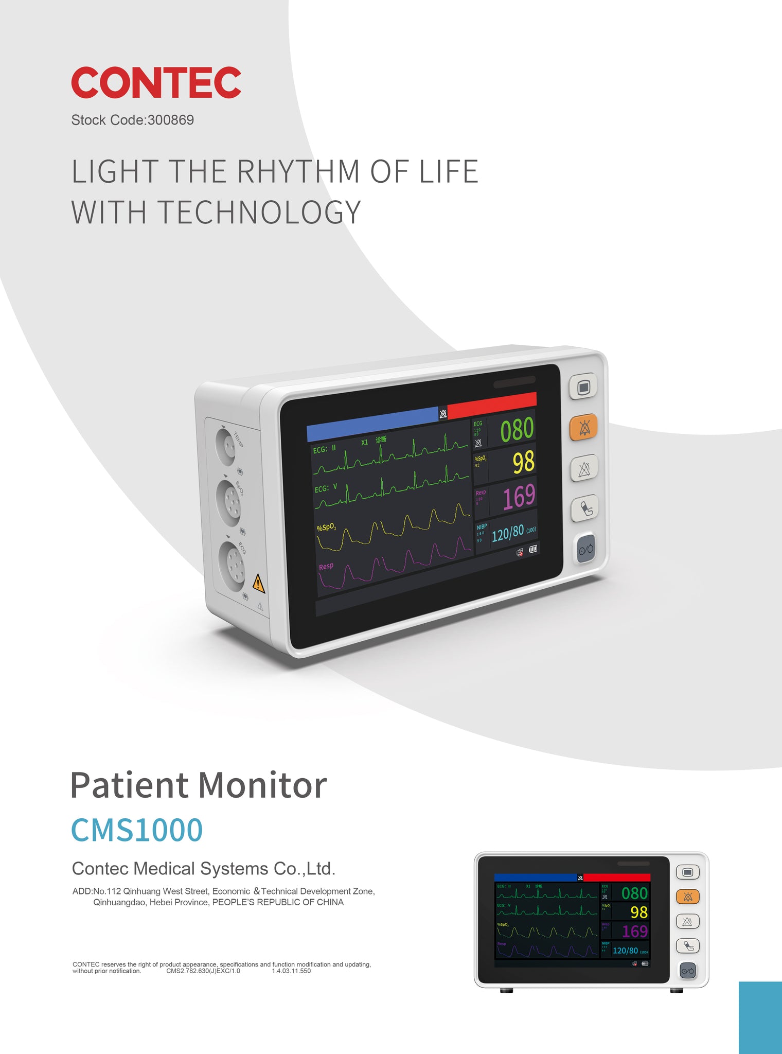 CONTEC CMS1000 Handheld Patient Monitor ICU Vital Signs Monitor 6 Para