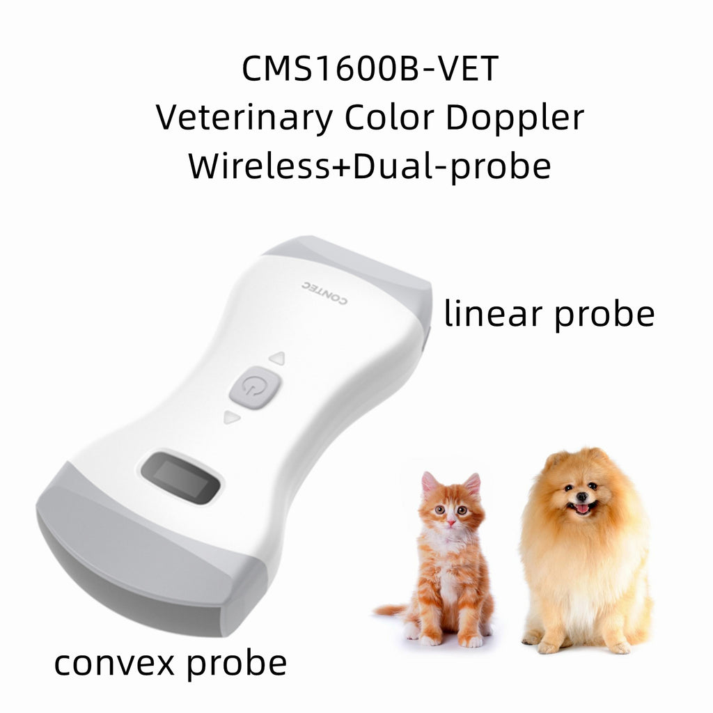 Système de diagnostic par ultrasons Doppler couleur à double sonde portable CMS1600B-VET, utilisation vétérinaire rechargeable WIFI pour animaux/animaux de compagnie