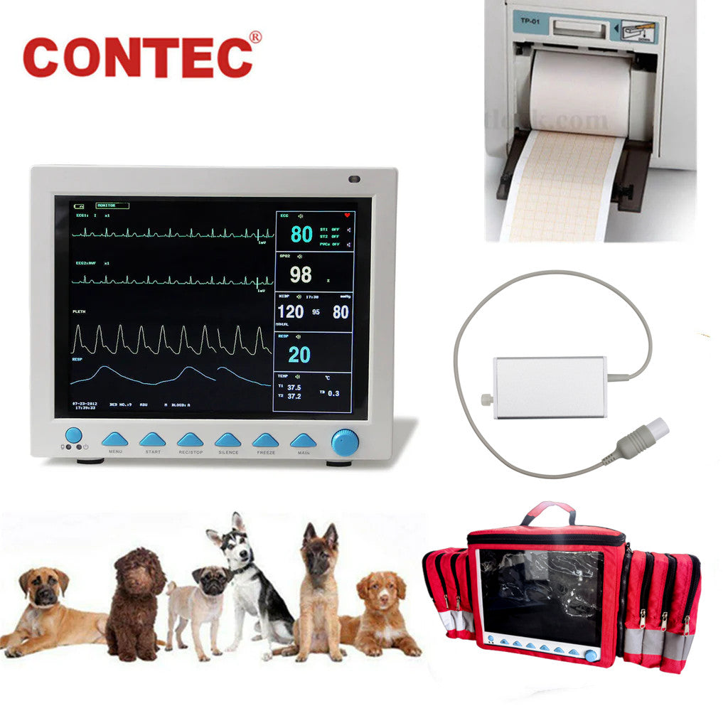 CONTEC CMS8000VET ICU Veterinary Patient Monitor Vital Signs Animal CO2 capnograph,Printer,Bag