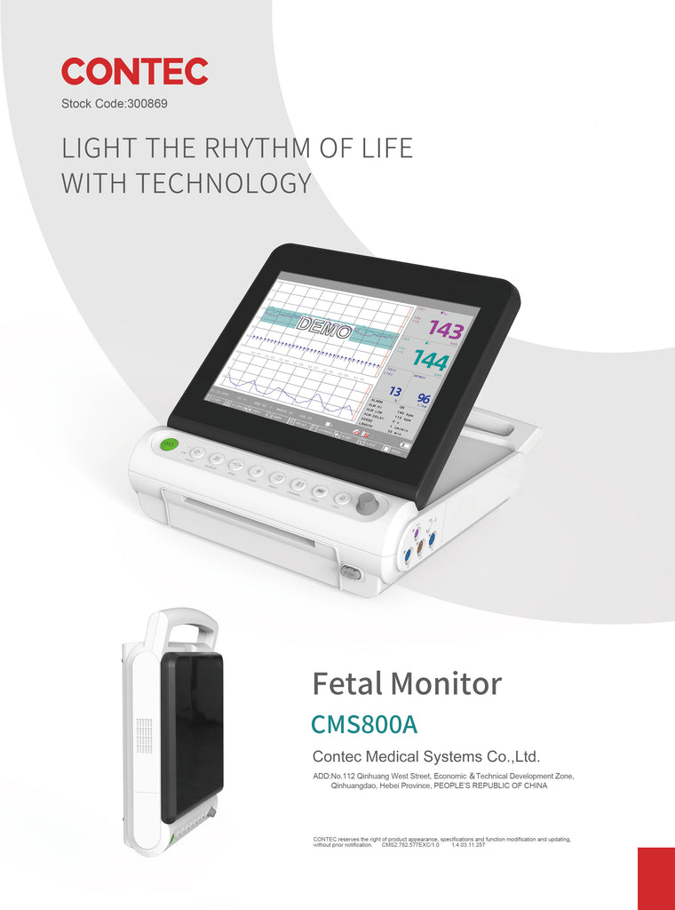 CONTEC CMS800A moniteur fœtal portable haute résolution moniteur de rythme cardiaque fœtal pour bébé écran LCD couleur 12.1"