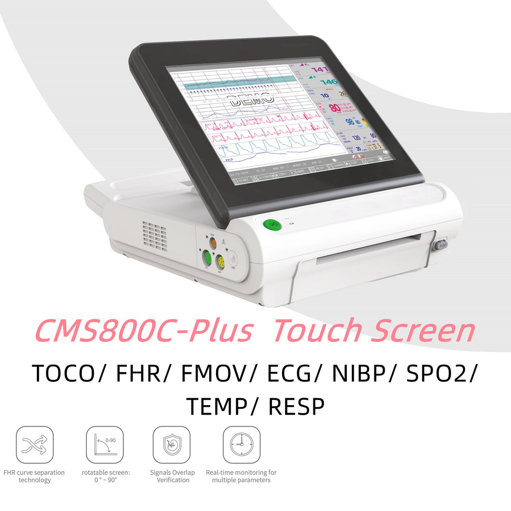 CONTEC CMS800C-Plus fetal monitor 24Hrs FHR TOCO FMOV Printer Maternal Patient Monitor ECG NIBP SPO2 TEMP RESP Touch screen