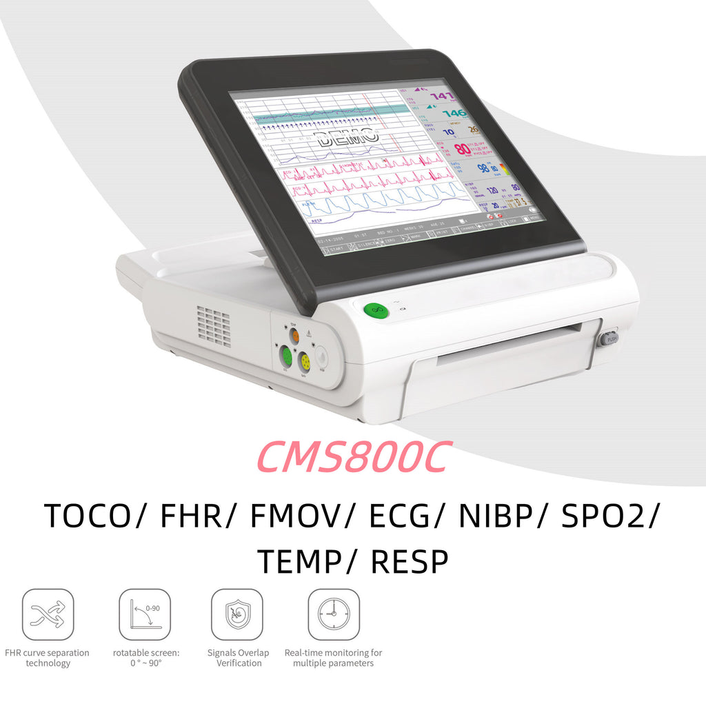 CONTEC CMS800C fetal monitor 24Hrs FHR TOCO FMOV Printer Maternal Patient Monitor ECG NIBP SPO2 TEMP RESP