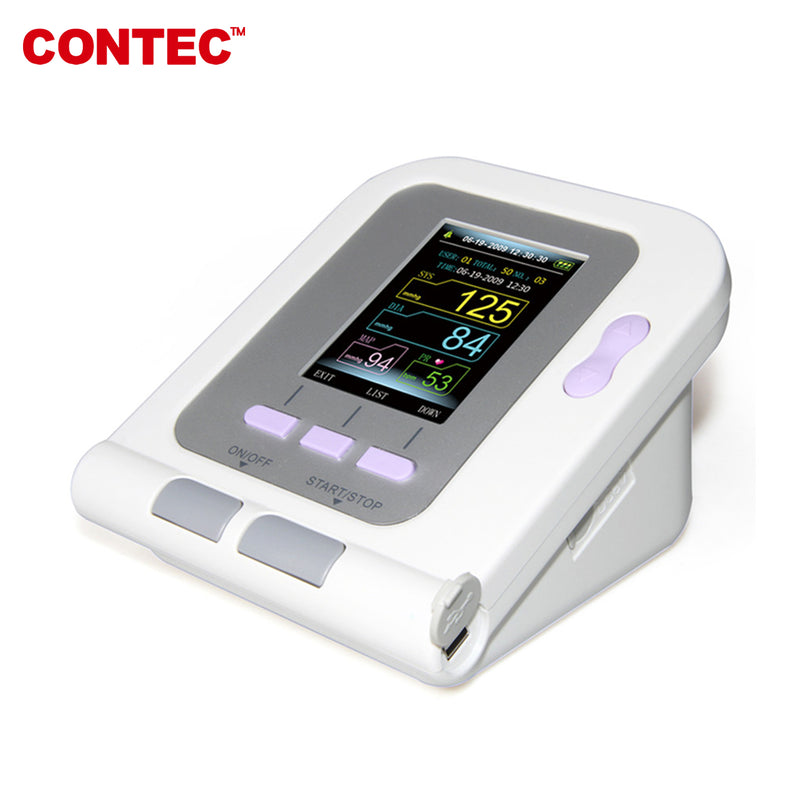 CONTEC Blood Pressure Monitor Automatic Digital Upper Arm Bp Large Range  Cuff Machine 199 Memory BP Machine 4.6 Color LED Display for Home Use