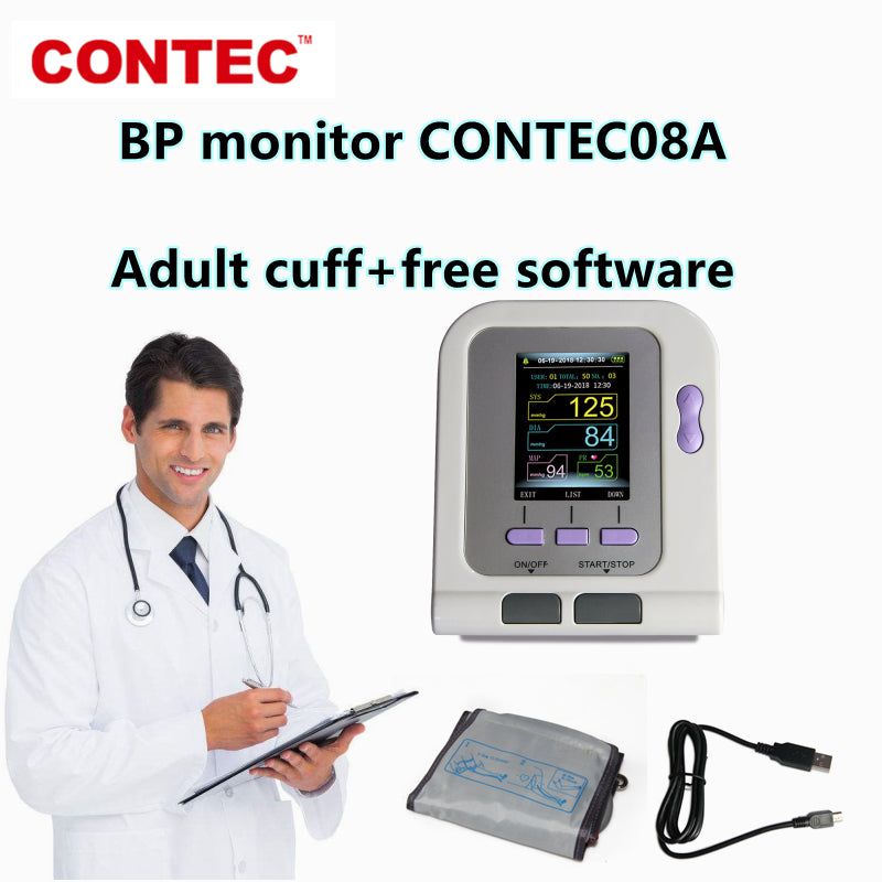 CONTEC CONTEC08A Tensiómetro digital Máquina Esfigmomanómetro de brazo superior, USB