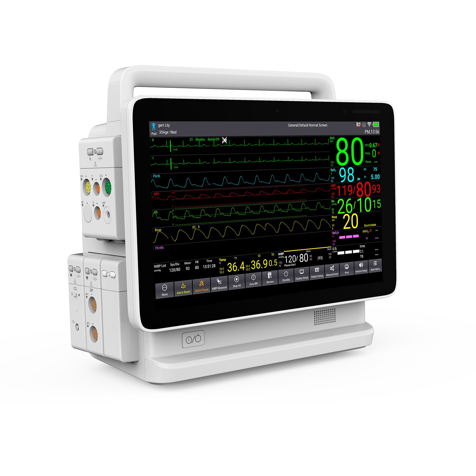 CONTEC TS13 Patient Monitor ICU HD Display 7 Para ETCO2 IBP ECG NIBP S