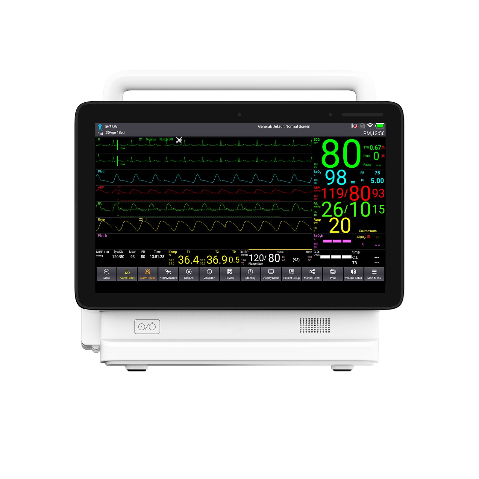 CONTEC TS13 Patient Monitor ICU HD Display 7 Para ETCO2 IBP ECG NIBP S