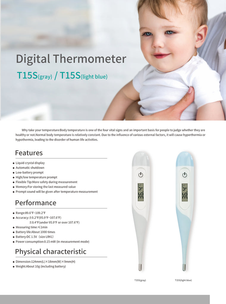 T15S Digital thermometer Rapid diagnosis Baby Adult Medical Oral