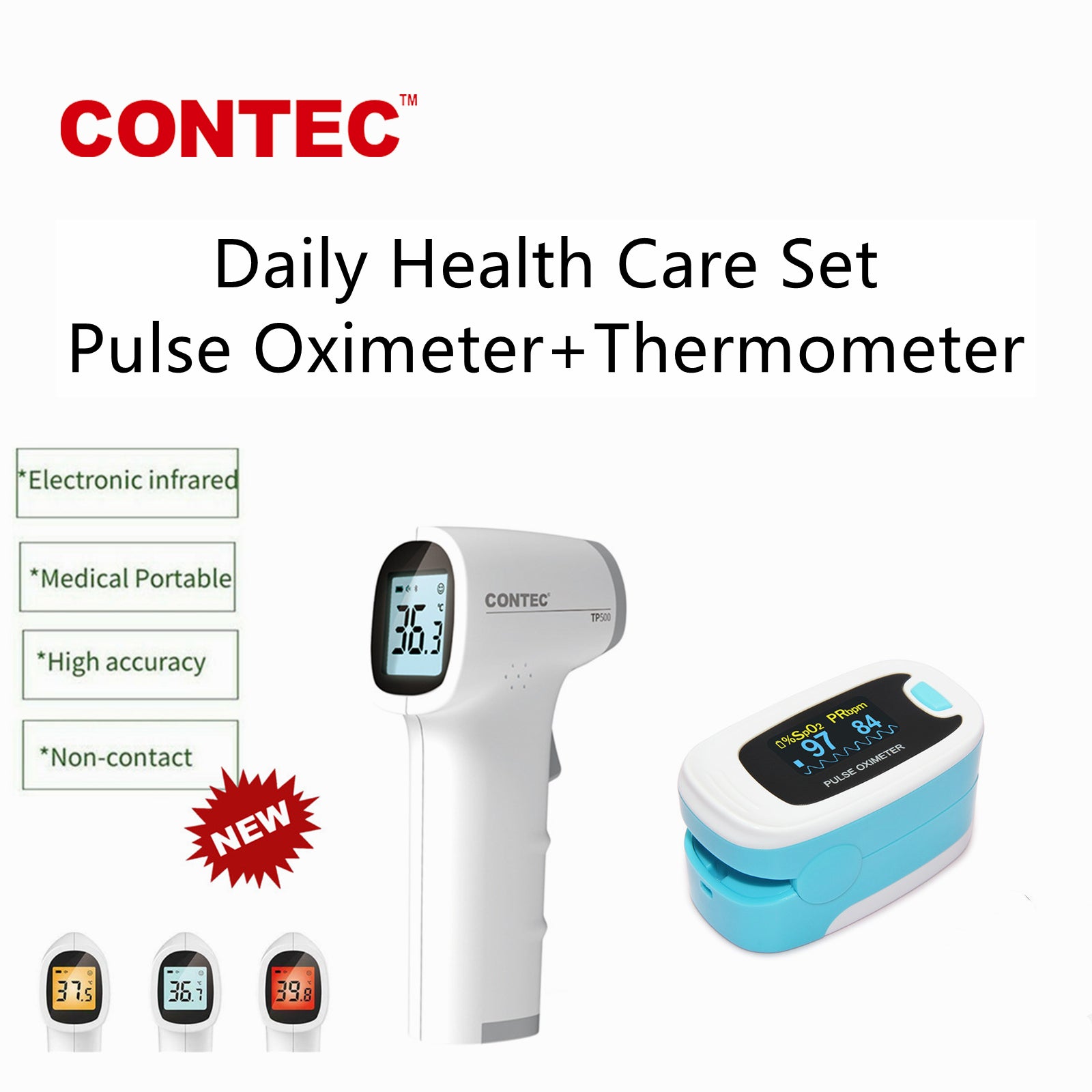 CONTEC CMS50NA+TP500 Pulse oximeter infrared thermometer set product p