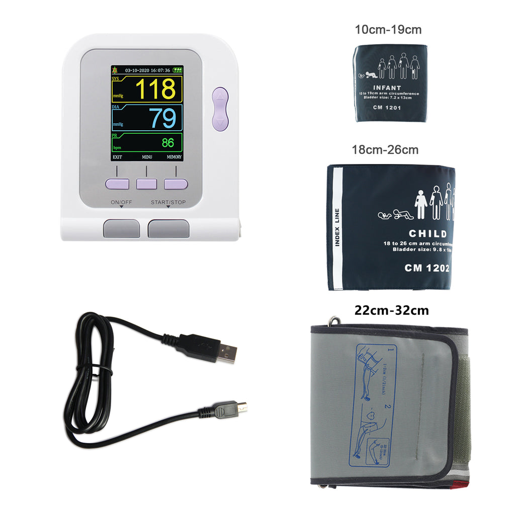 CONTEC 08A Monitor digital de presión arterial de brazo superior 3 manguitos BP + software para PC