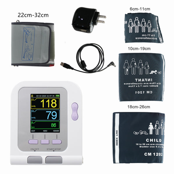 CONTEC Digital Blood Pressure Monitor CONTEC08A+Neonatal/Pediatrics/Child/Adult  4cuffs+adapter