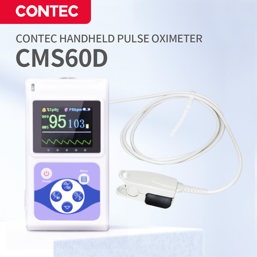 CMS60D Color OLED Finger Tip Pulse Oximeter Handheld Spo2 Monitor Pulse Rate Adult Probe