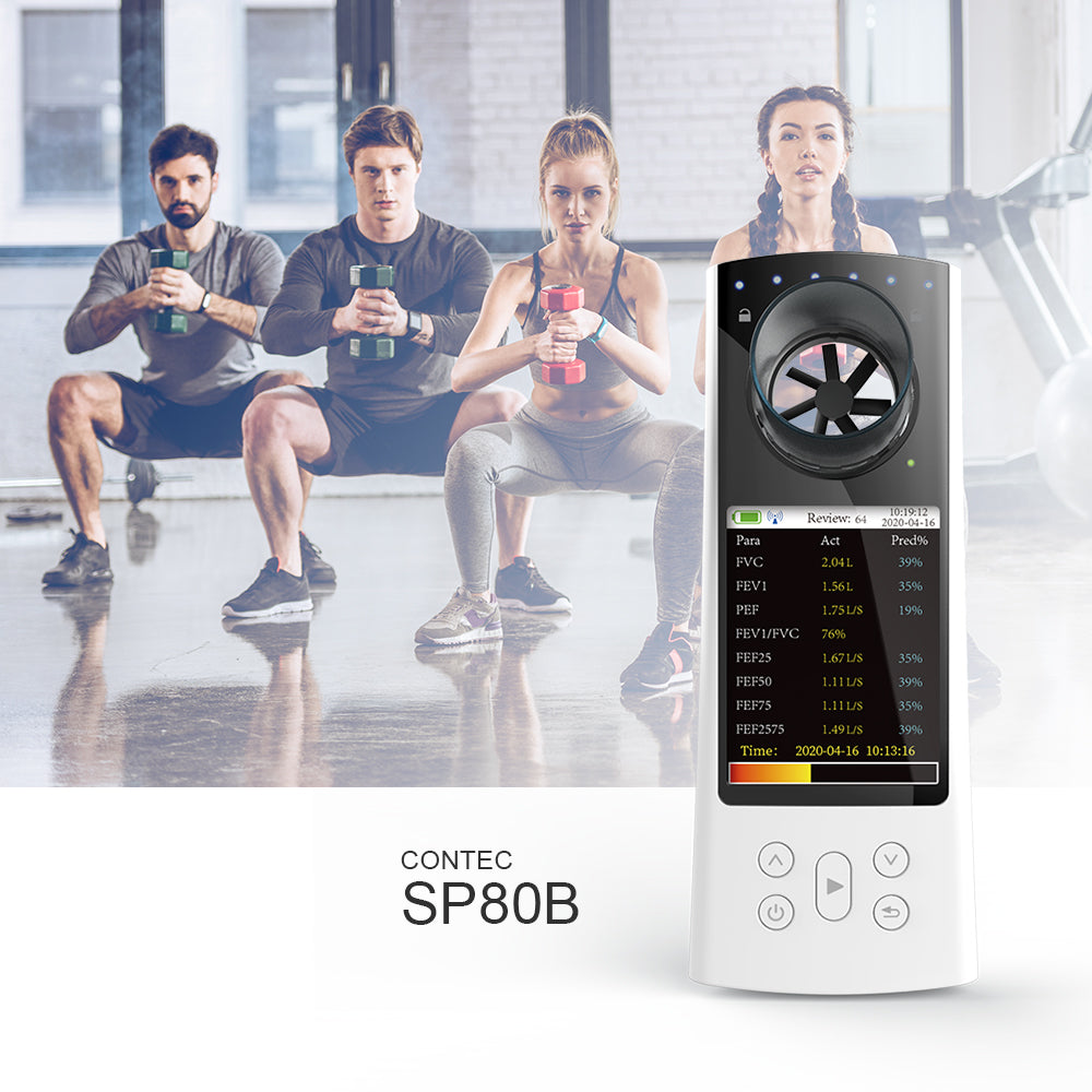 Spiromètre à écran couleur CONTEC SP80B avec logiciel PC gratuit et application rechargeable