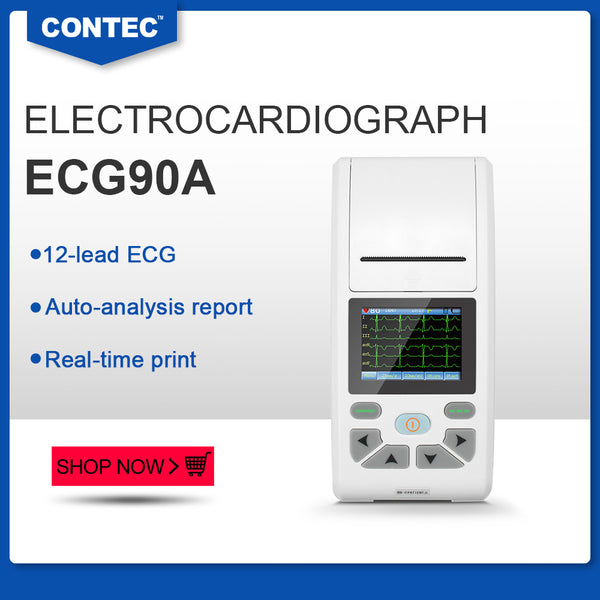 Touch screen Electrocardiograph CONTEC ECG90A 12-lead ECG&EKG Machine Sync PC Software