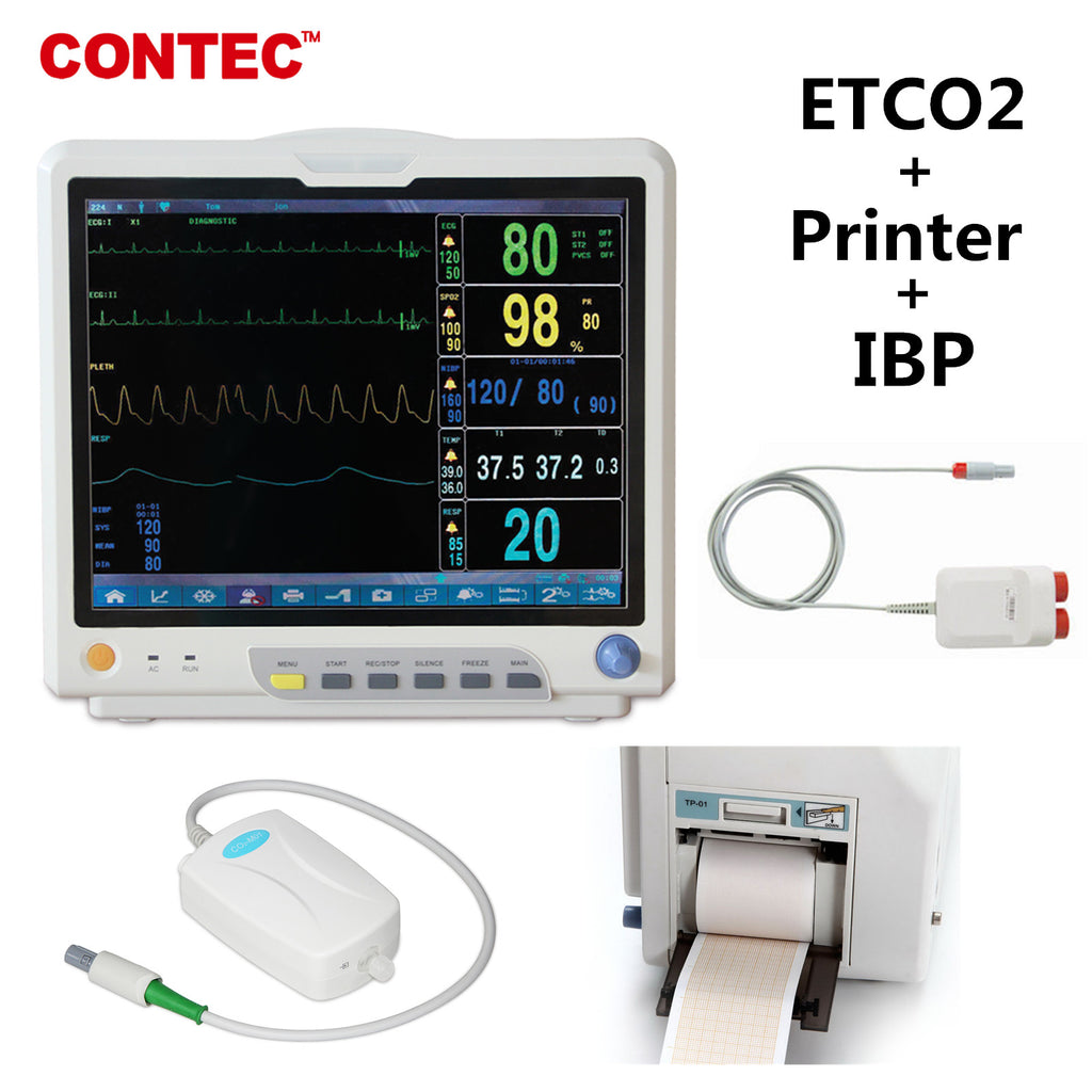 CO2 Patient Monitor Vital Signs Monitor 7 Parameters CMS9200plus +IBP+ETCO2+Printer CONTEC - CONTEC