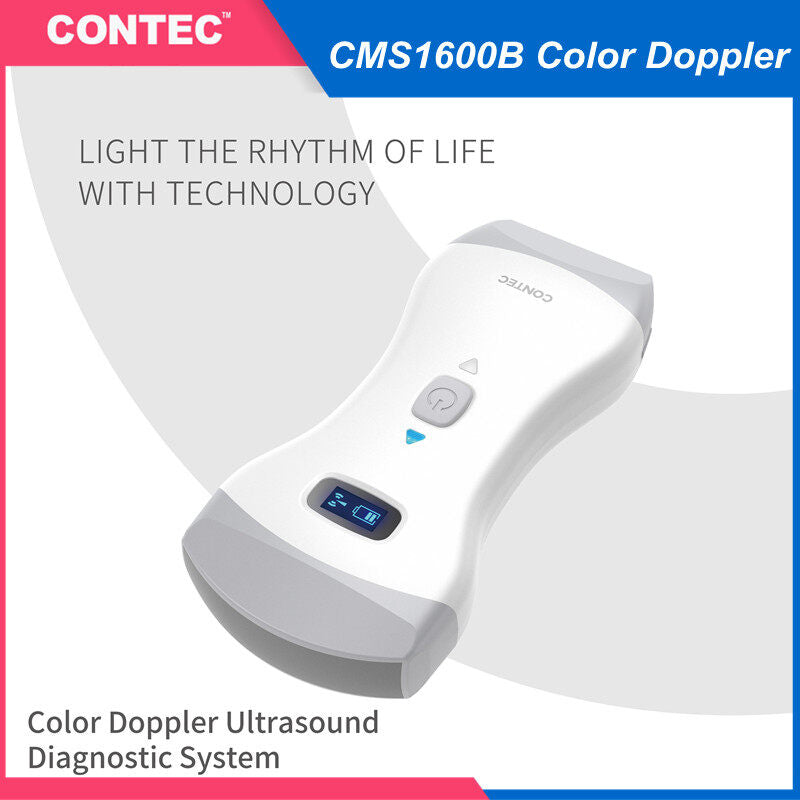 Système de diagnostic Doppler couleur portable à double sonde à ultrasons CONTEC CMS1600B Sonde convexe et linéaire rechargeable à 32 canaux Wifi 