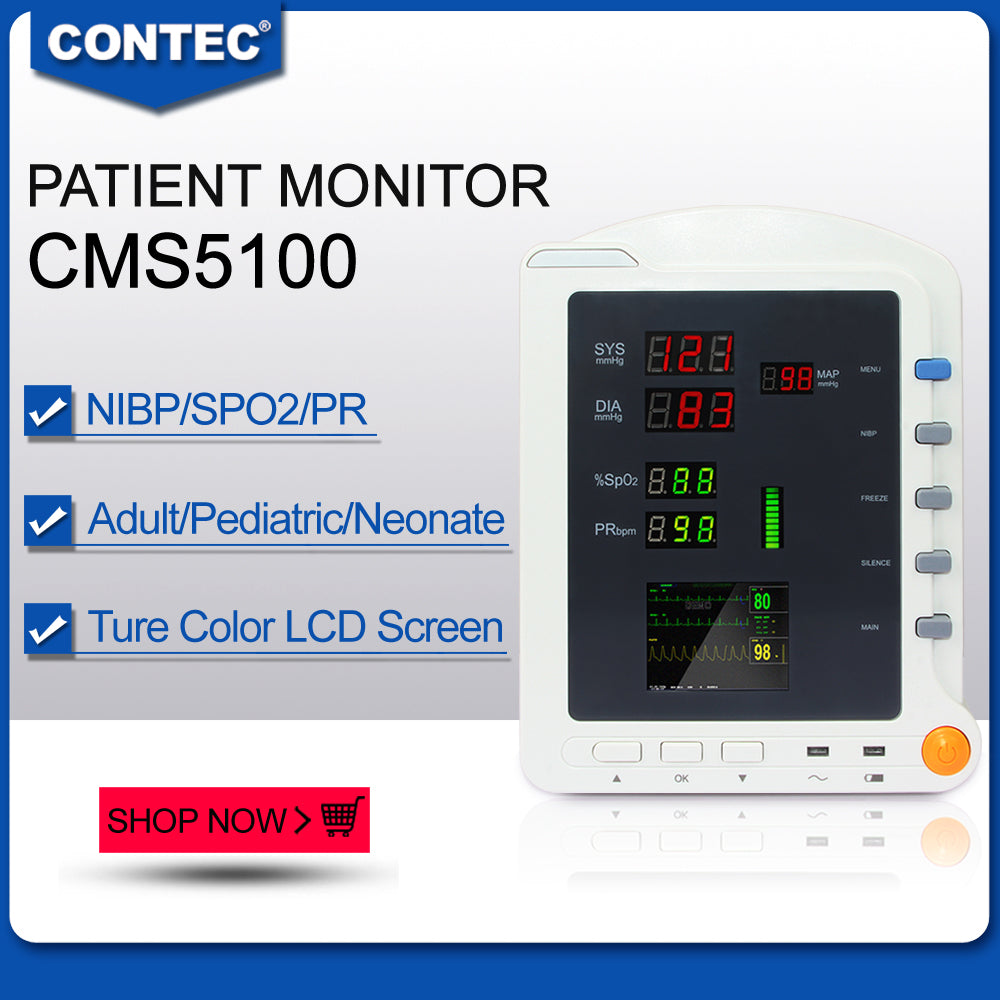 CONTEC CMS5100  Vital Signs Monitor CCU ICU Patient Monitor,NIBP / SPO2 / PR - CONTEC