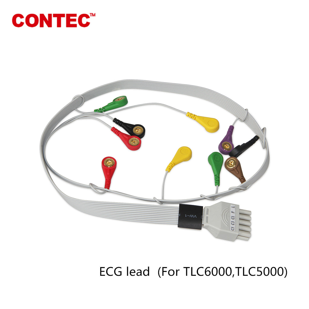 10 Lead ECG/EKG Machine leadwire,Snap,Holter Recorder TLC6000\TLC5000 Monitor - CONTEC