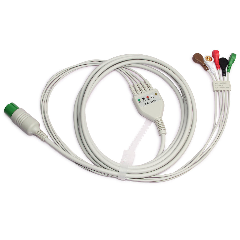 ECG EKG cable 6-Pin 5-lead wire Gilding Snap For CONTEC Patient Monitor CMS8000 - CONTEC