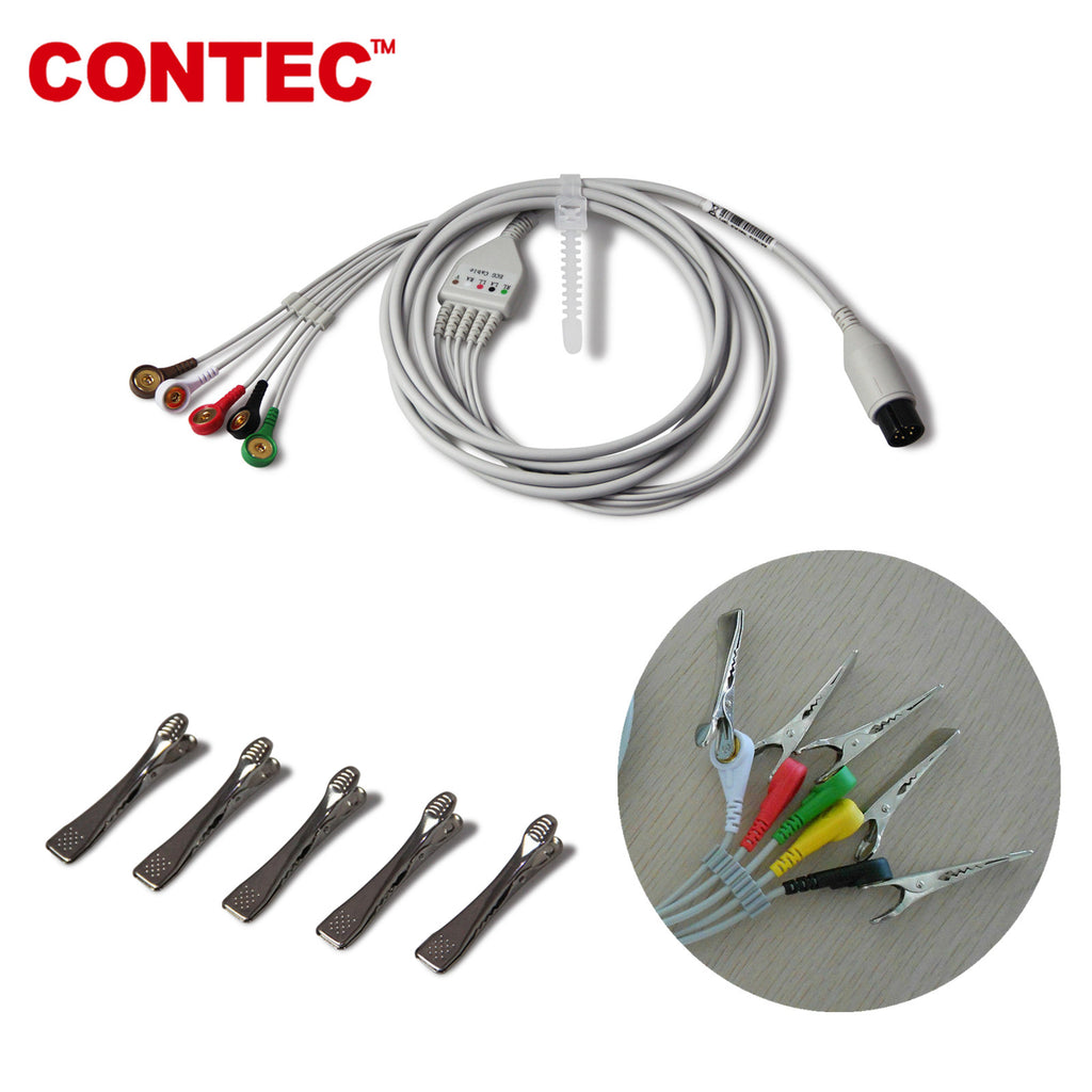 6 PIN 5 lead Veterinary ECG CABLE with Clip for CONTEC patient Monitor CMS8000VET - CONTEC