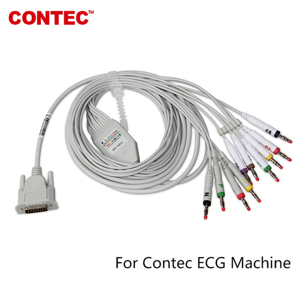 Câble ECG One Piece 5 Dérivations - Pour Moniteur Contec CMS8000, 7 Broches, Connecteurs Snap