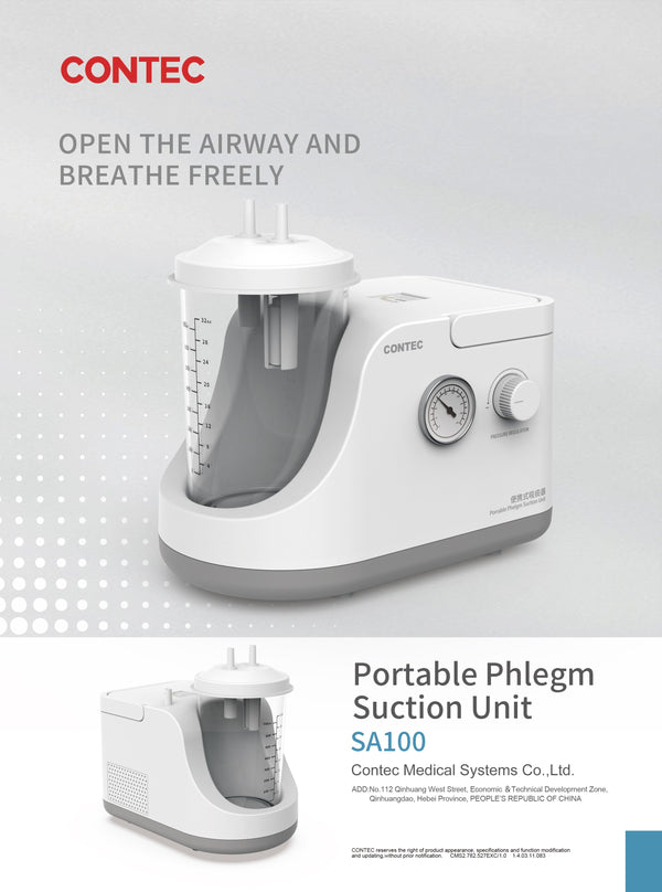 CONTEC SA100 Aspirateur d'expectorations portable Pompe d'aspiration médicale à pression négative