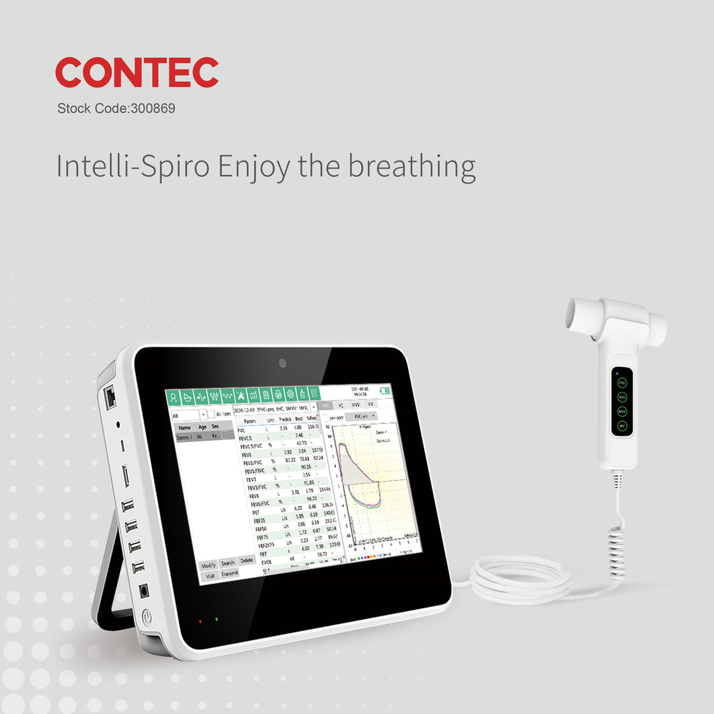 Espirómetro CONTEC SP100A intelli-spiro pulmonar Función pulmonar software para PC gratuito recargable 