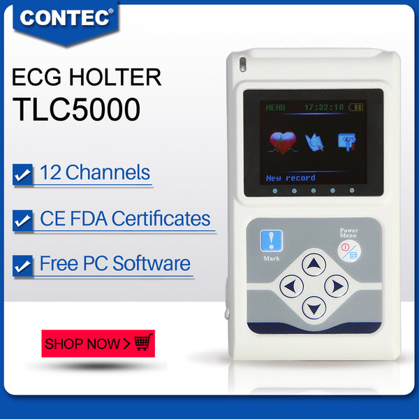 CONTEC TLC5000 ECG Holter 12 Channel 24h EKG Monitor PC Software Analyzer FDA&CE - CONTEC