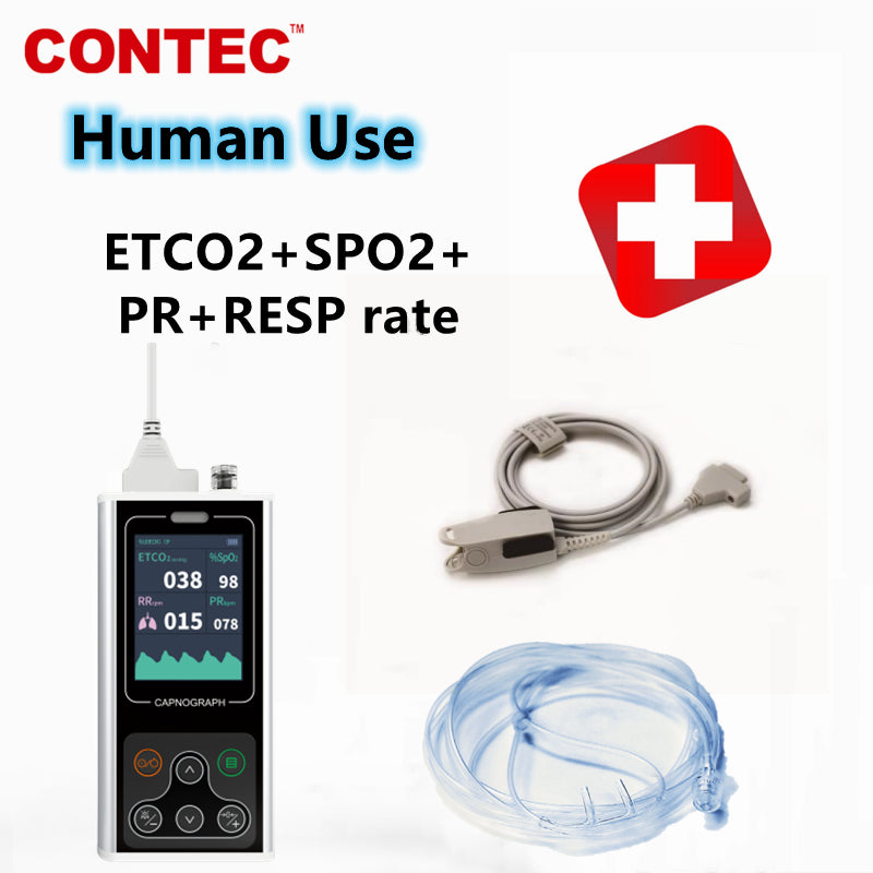 CONTEC CA10S side stream Capnograph End-tidal CO2 Chargeable ETCO2+PR+SPO2+RESP rate adult child human use