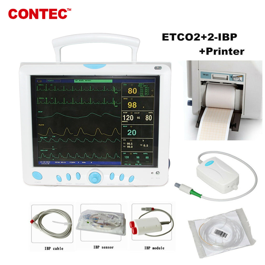 CONTEC CMS9000 Capnograph CO2 monitor Vital Signs ICU/CCU Patient Monitor 2-IBP+Printer - CONTEC